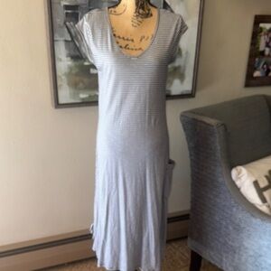 Striped Gray& Navy Maxi Dress